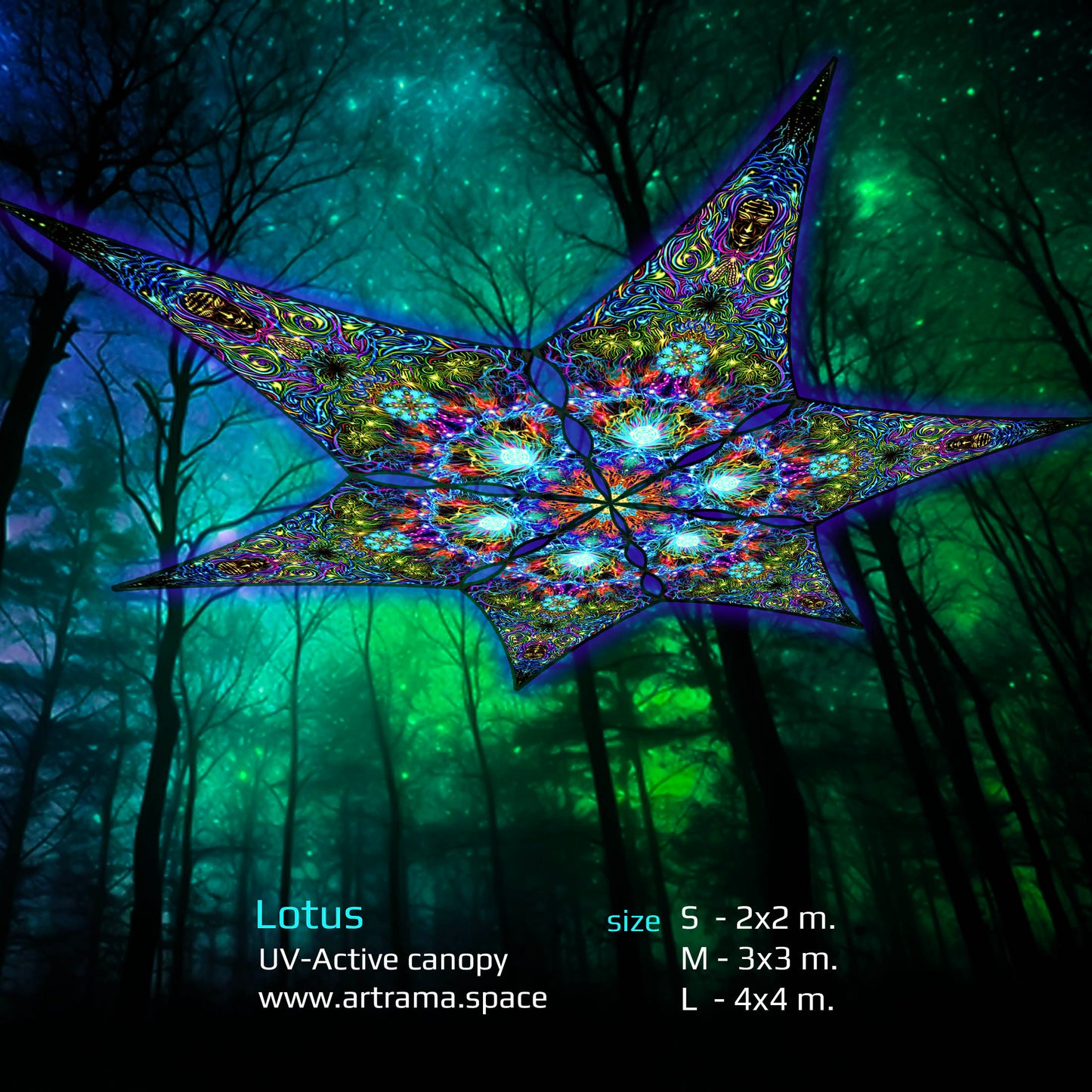 Lotus Canopy UV Active Blacklight Decor