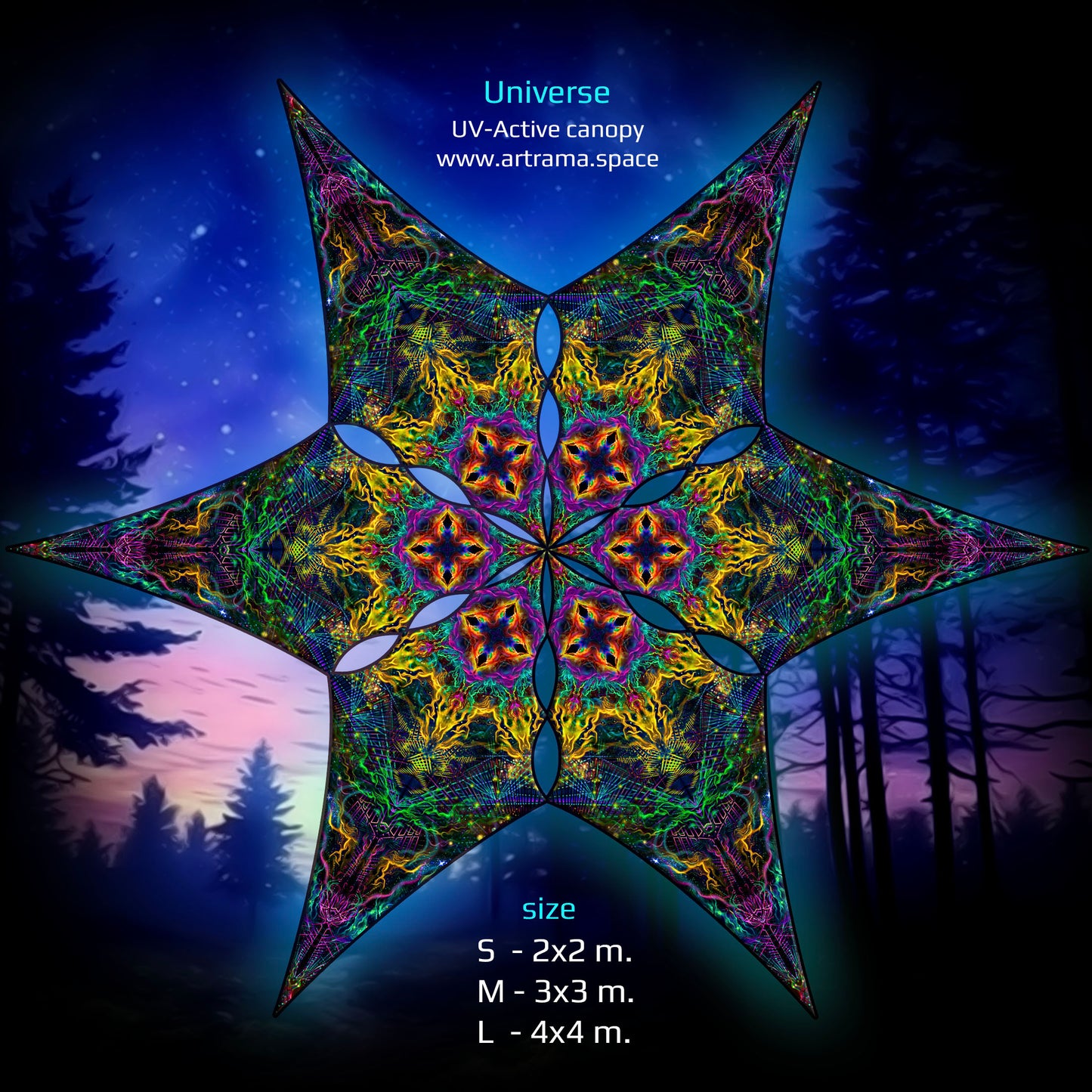 Universe Canopy UV Active Blacklight Decor