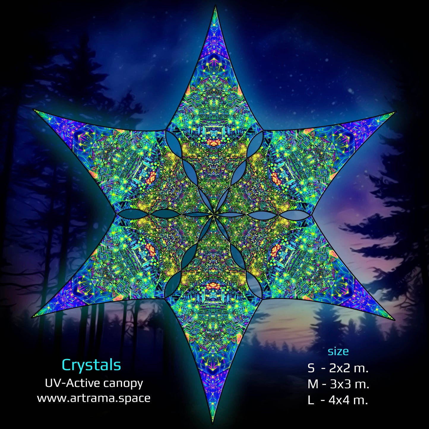 Crystals Canopy UV Active Blacklight Decor