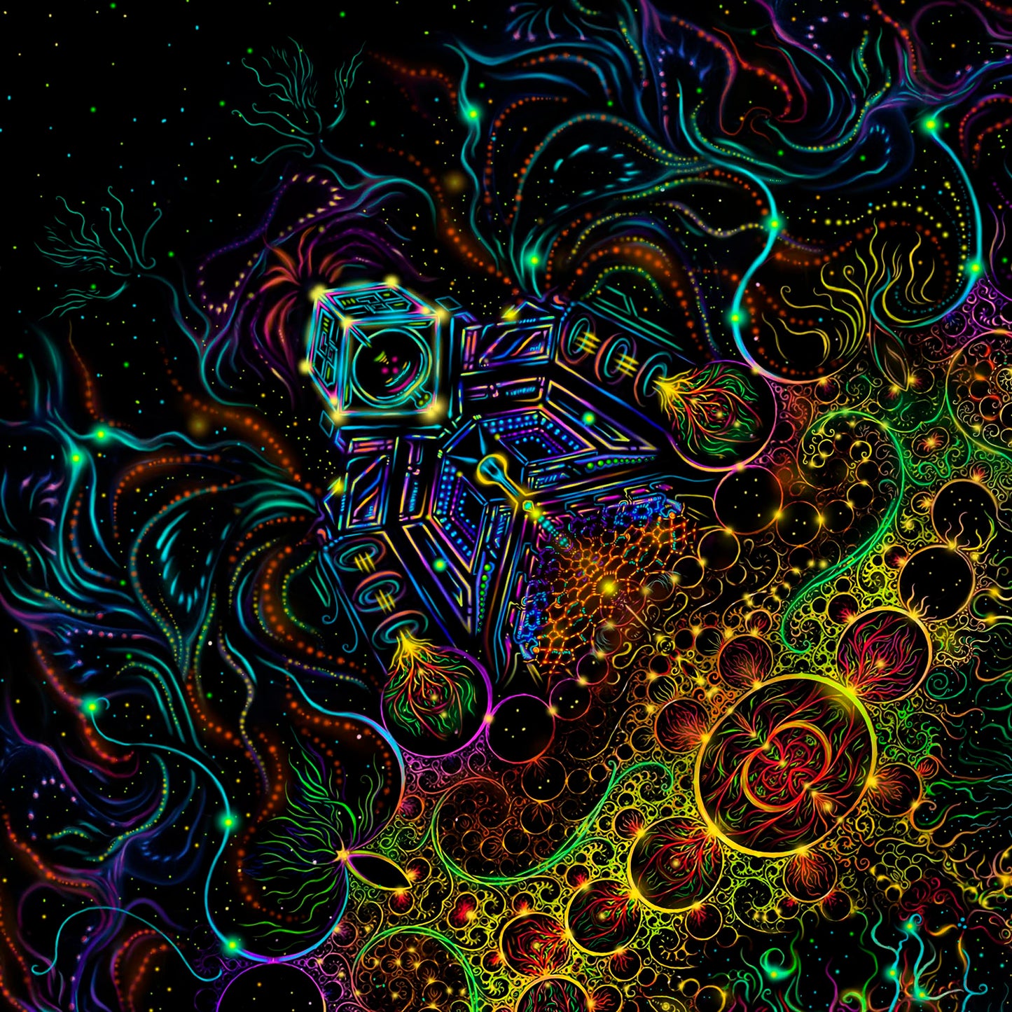 Consciousness of the Universe Backdrop UV-Active Blacklight - Artrama