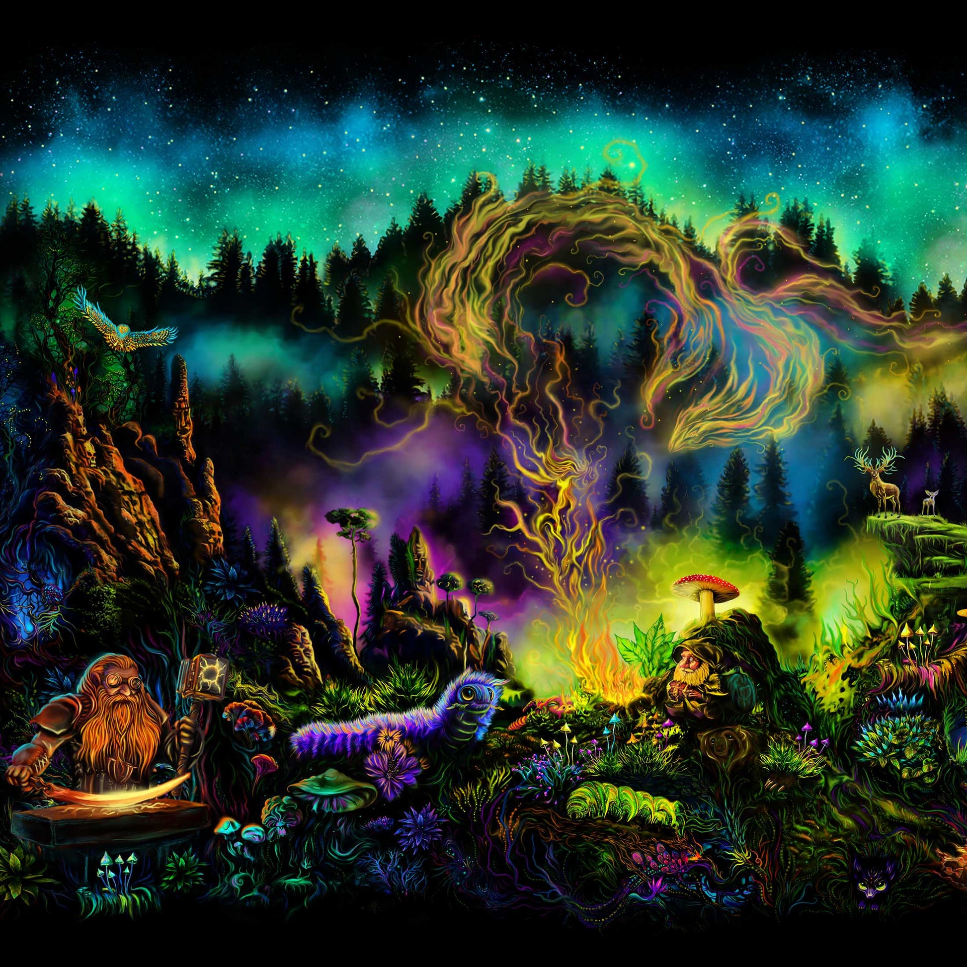 Dwarf meadow Backdrop UV-Active Blacklight - Artrama