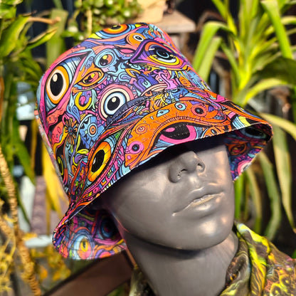 All eyes on me, Blacklight UV active bucket hat