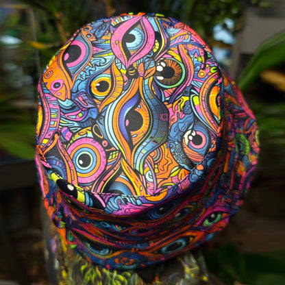 All eyes on me, Blacklight UV active bucket hat