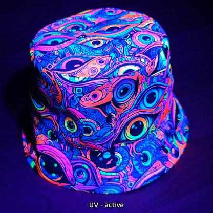 All eyes on me, Blacklight UV active bucket hat