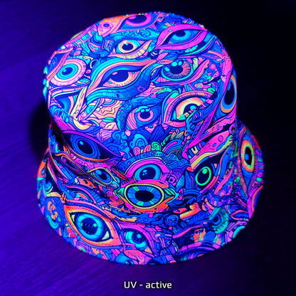 All eyes on me, Blacklight UV active bucket hat