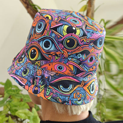 All eyes on me, Blacklight UV active bucket hat