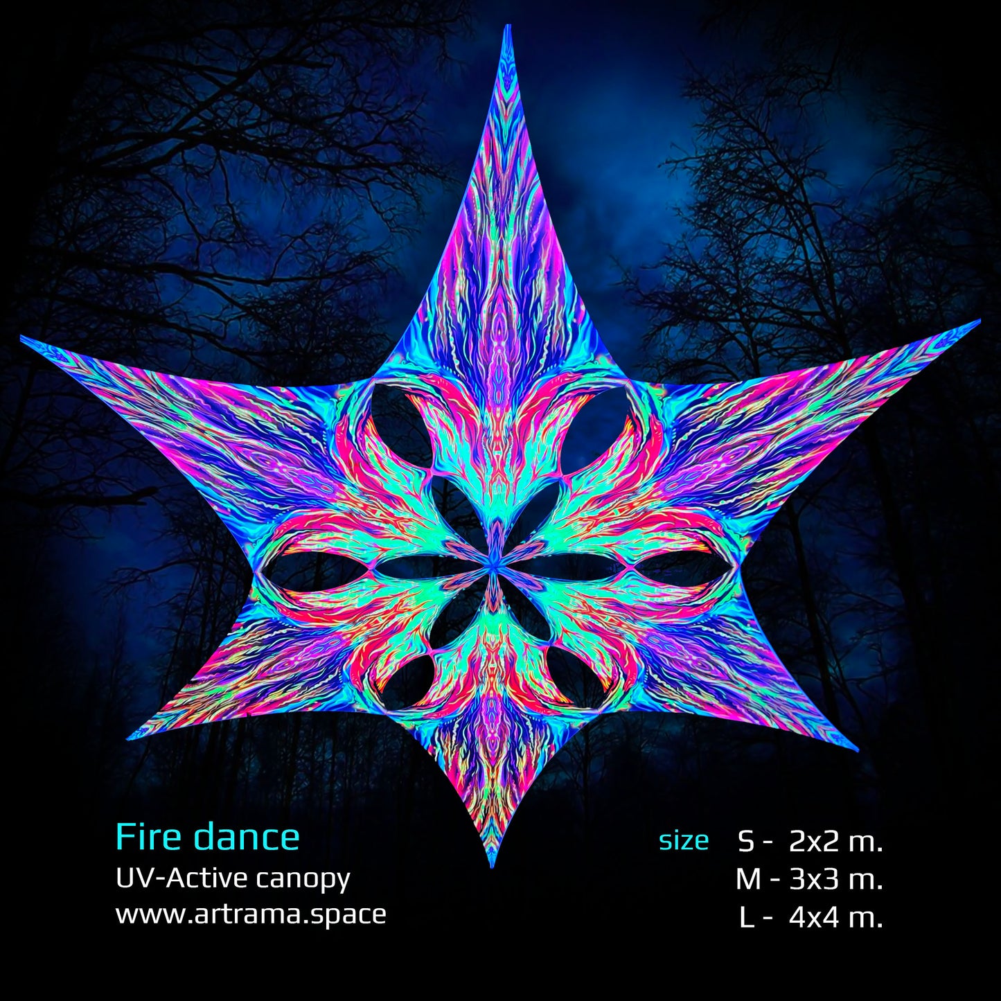 Fire Dance Canopy UV Active Blacklight Decor