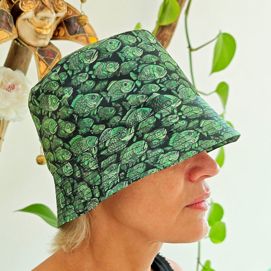 Green Fishes Panama, Blacklight UV active bucket hat