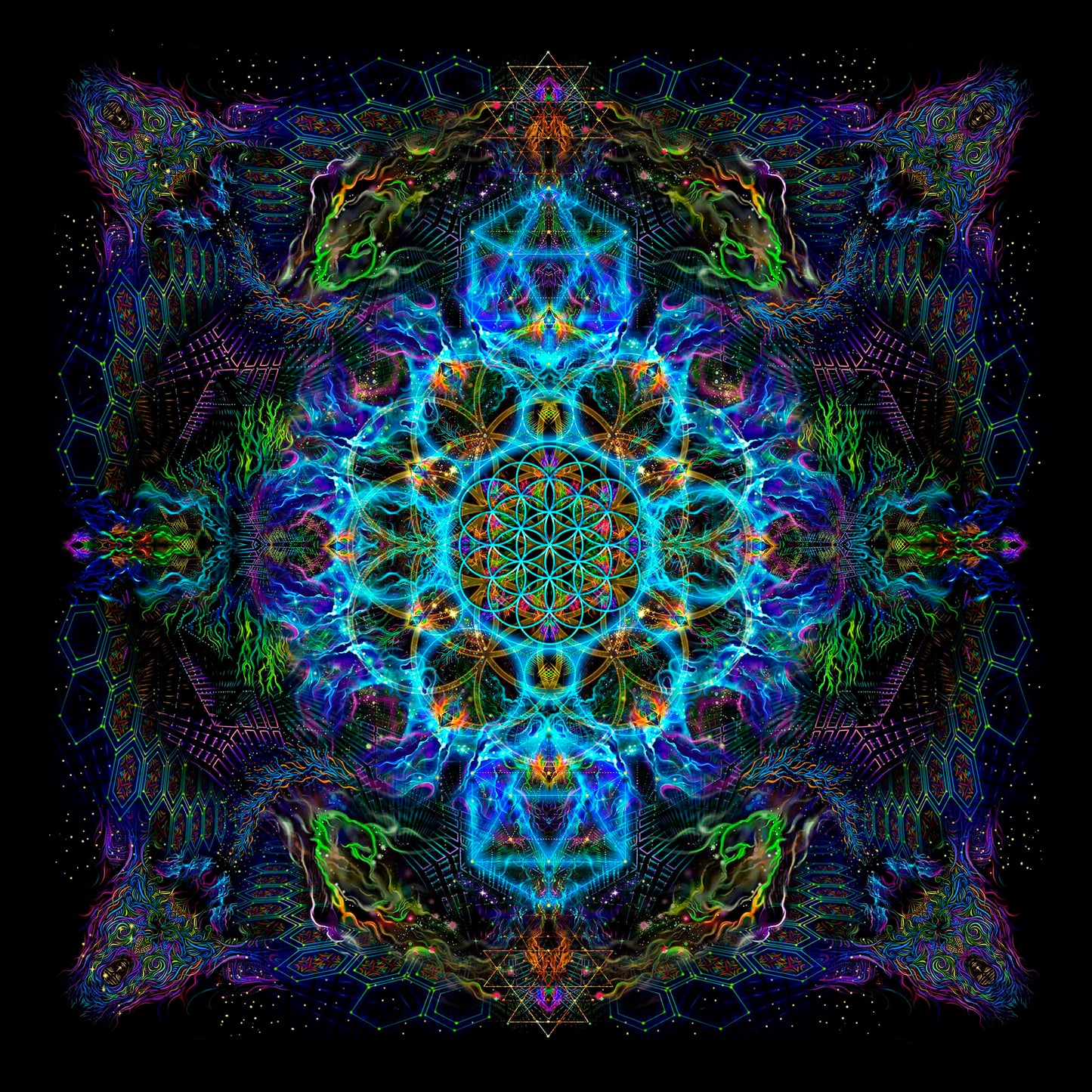 Flower of Life Sets Backdrop UV-active Blacklight - Artrama