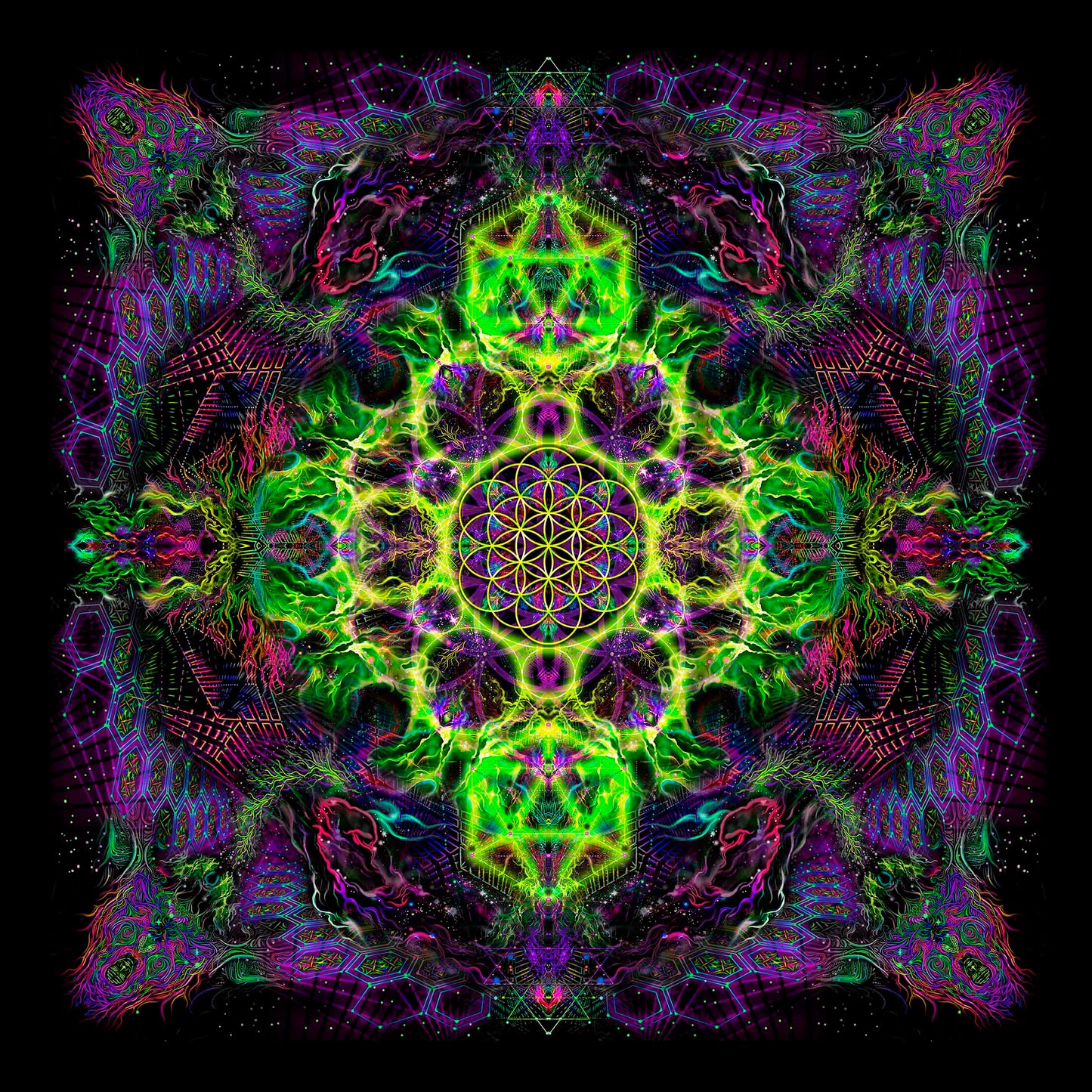 Flower of Life Sets Backdrop UV-active Blacklight - Artrama