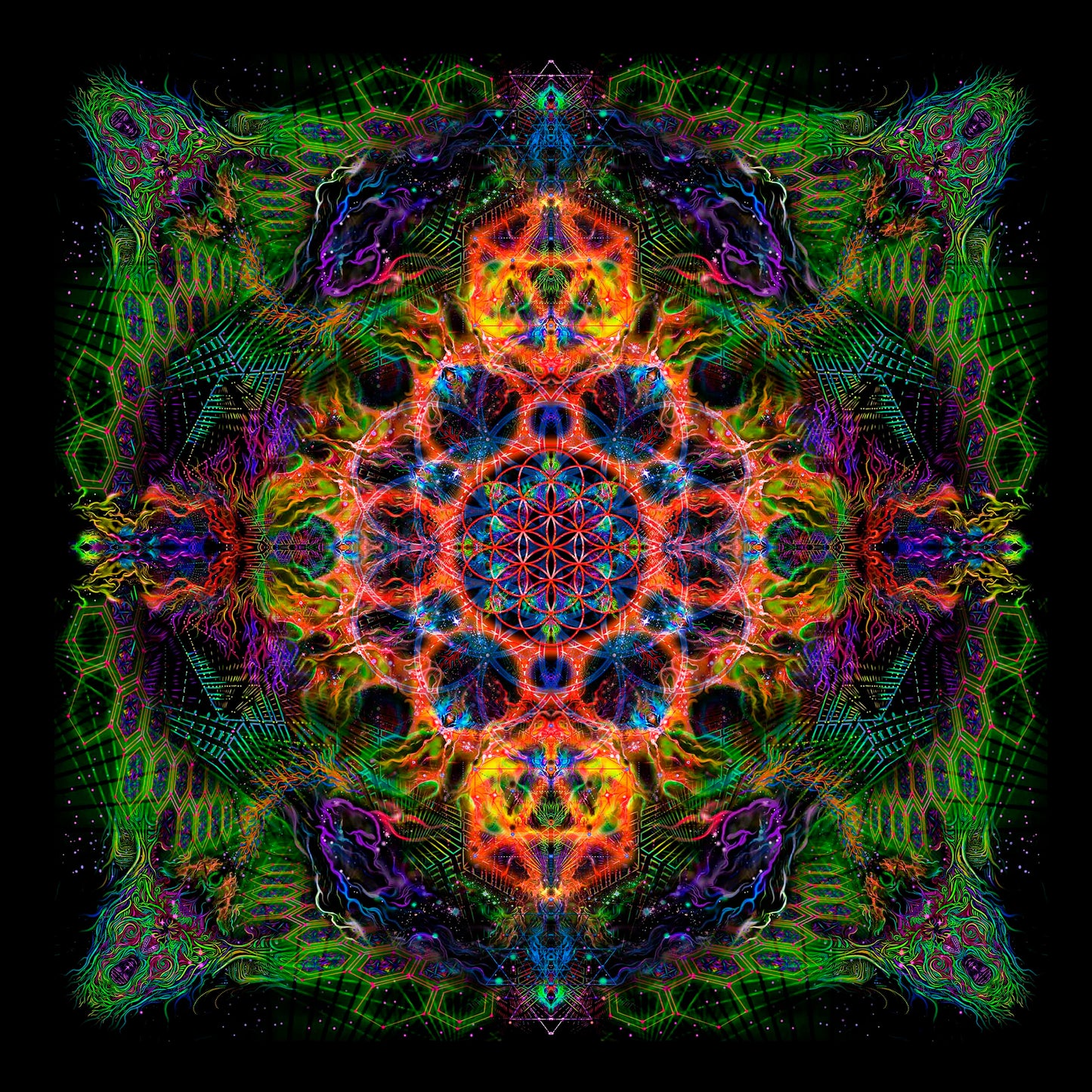 Flower of Life Sets Backdrop UV-active Blacklight - Artrama