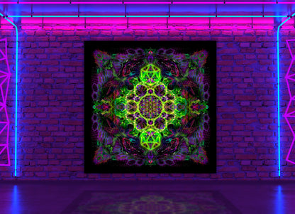 Flower of Life Lime - Psy backdrop UV blacklight active - Artrama