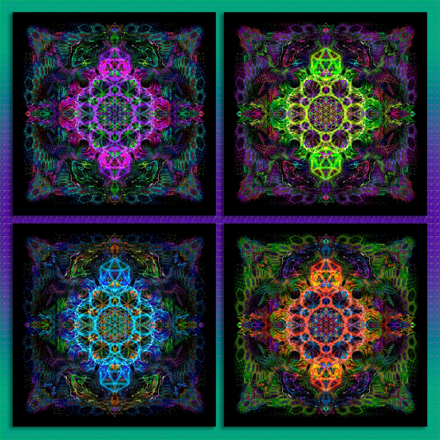 Flower of Life Sets Backdrop UV-active Blacklight - Artrama