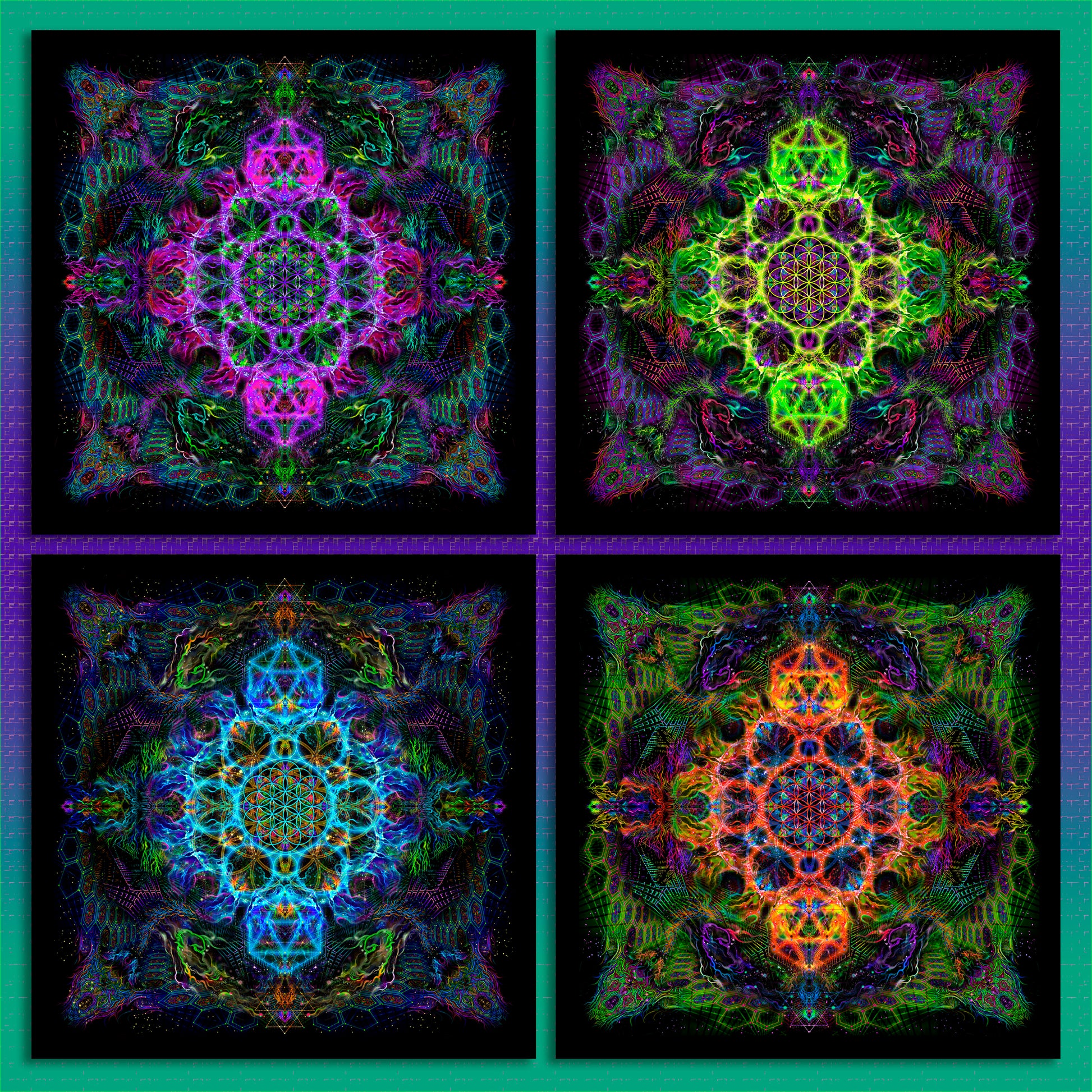 Flower of Life Sets Backdrop UV-active Blacklight - Artrama