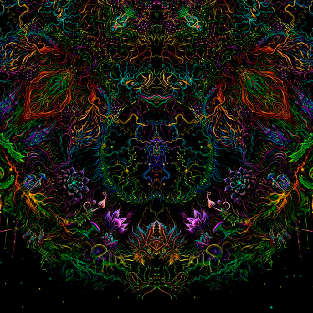 Forest Mandala Backdrop UV active Blacklight - Artrama
