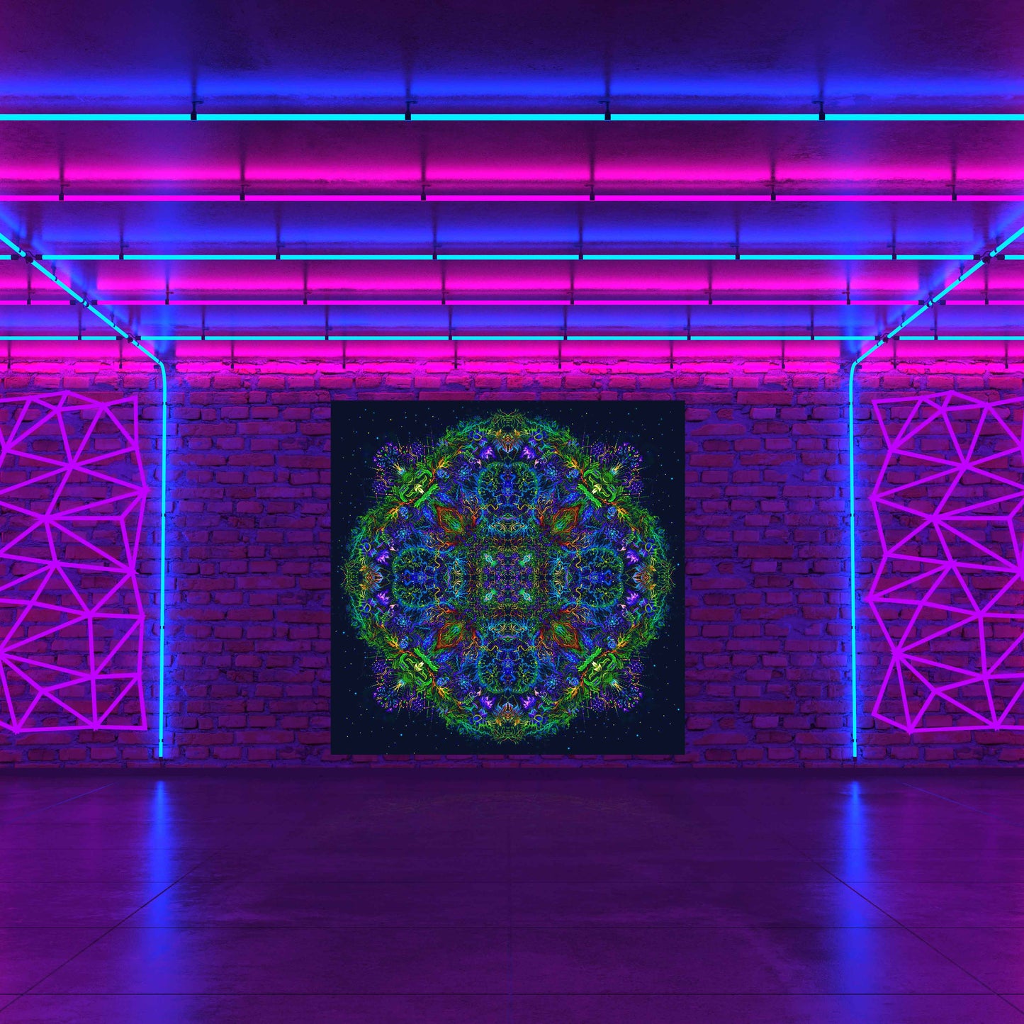 Forest Mandala Backdrop UV active Blacklight - Artrama