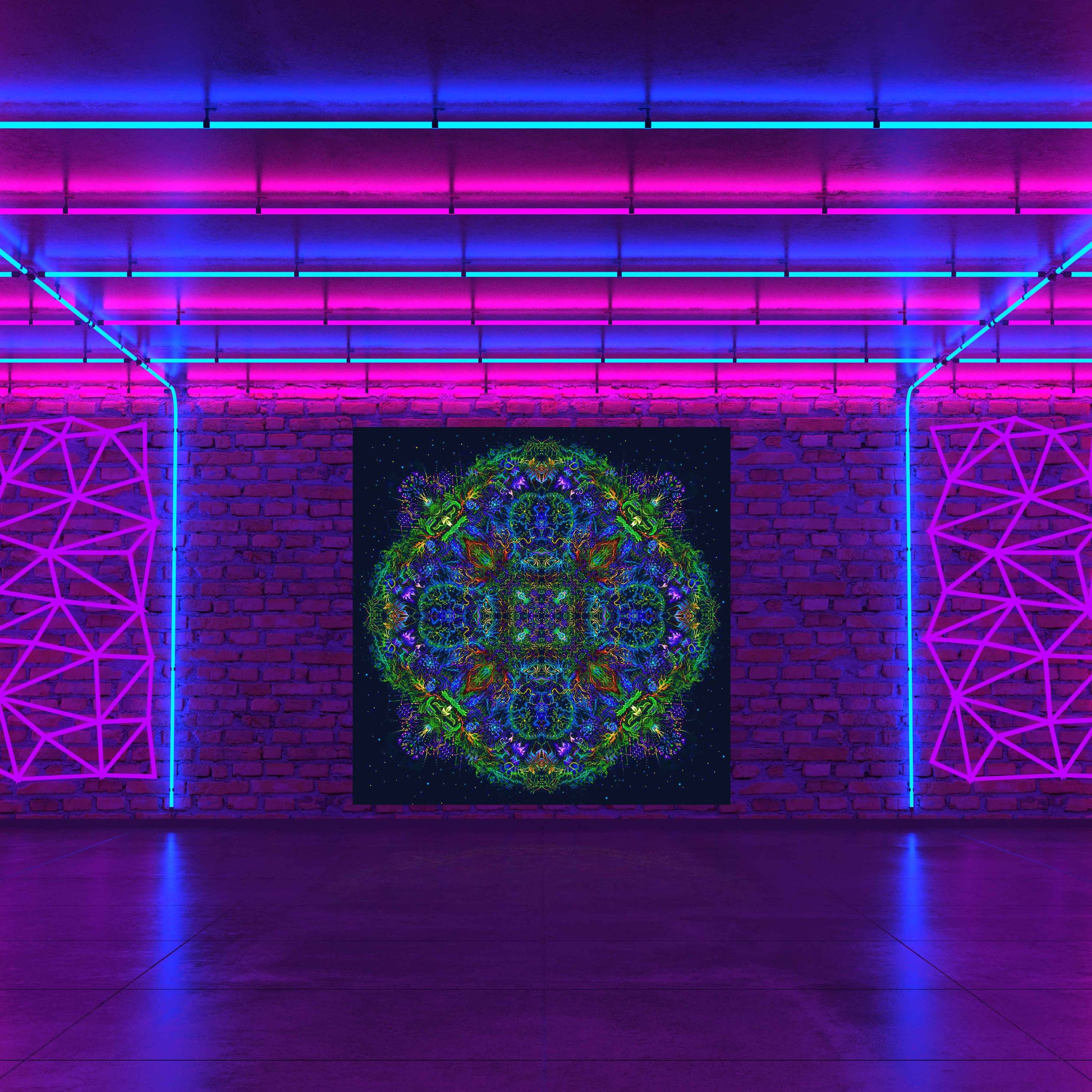Forest Mandala Backdrop UV active Blacklight - Artrama
