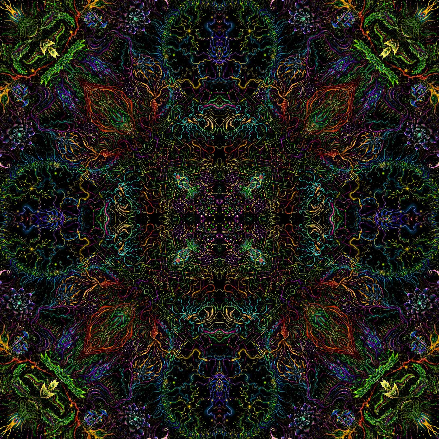 Forest Mandala Backdrop UV active Blacklight - Artrama
