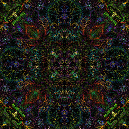 Forest Mandala Backdrop UV active Blacklight - Artrama
