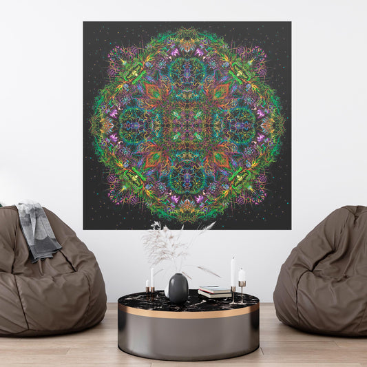 Forest Mandala Backdrop UV active Blacklight - Artrama