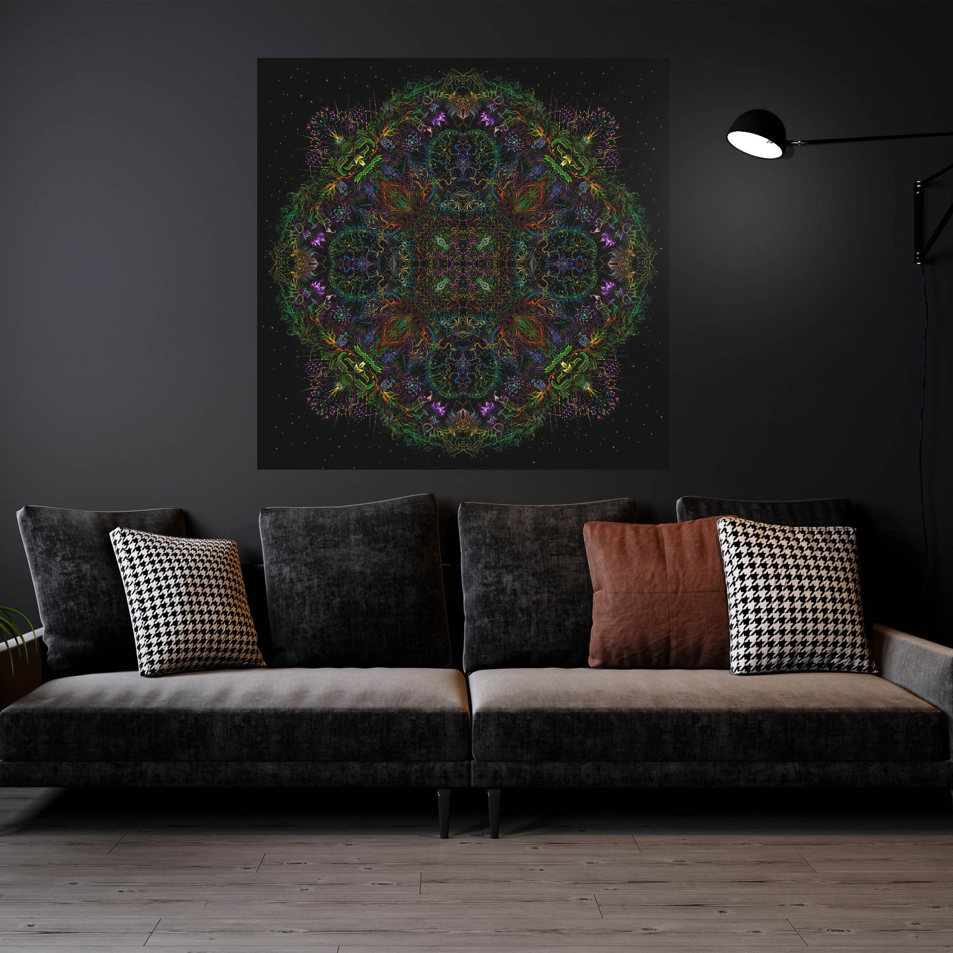 Forest Mandala Backdrop UV active Blacklight - Artrama