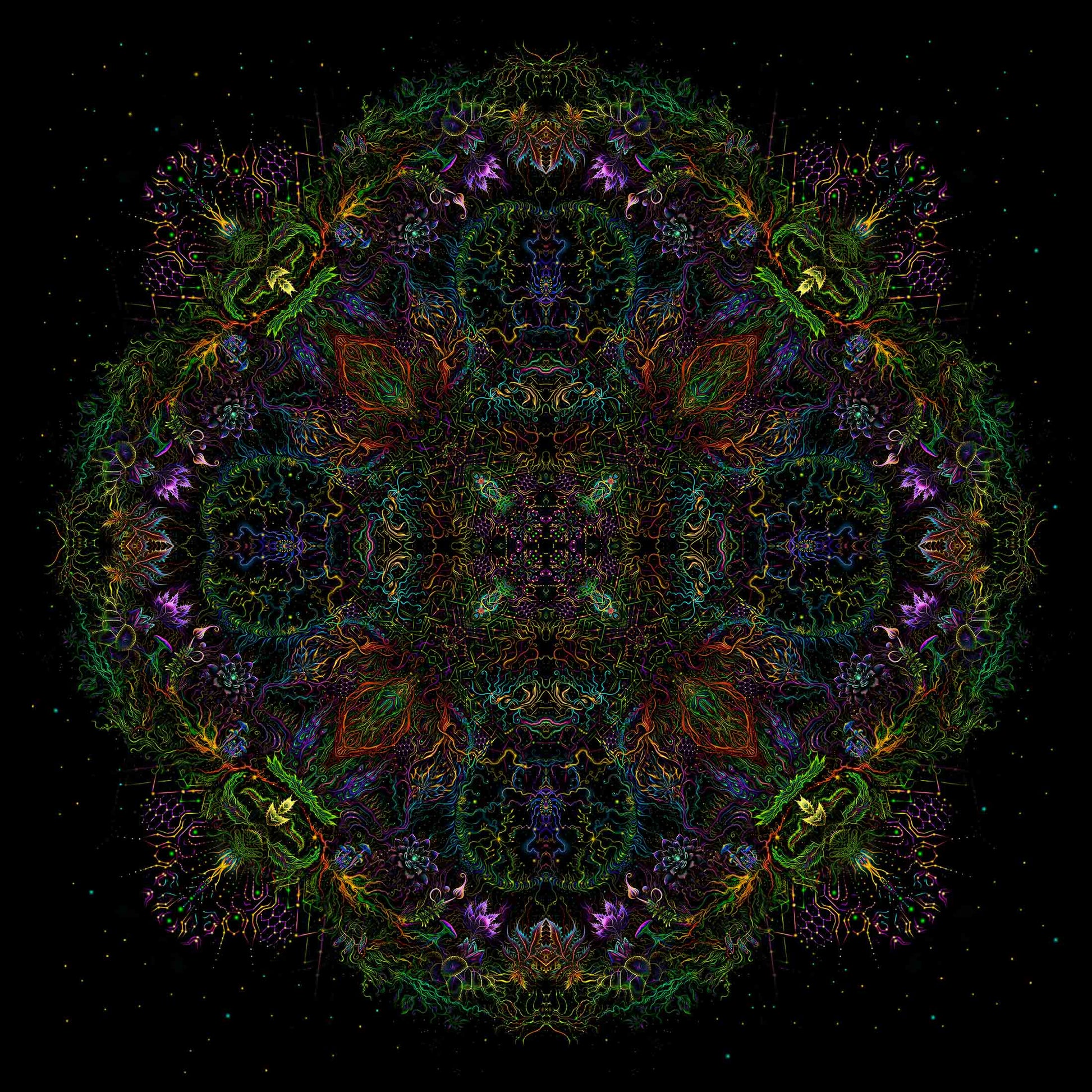 Forest Mandala Backdrop UV active Blacklight - Artrama
