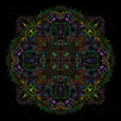 Forest Mandala Backdrop UV active Blacklight - Artrama