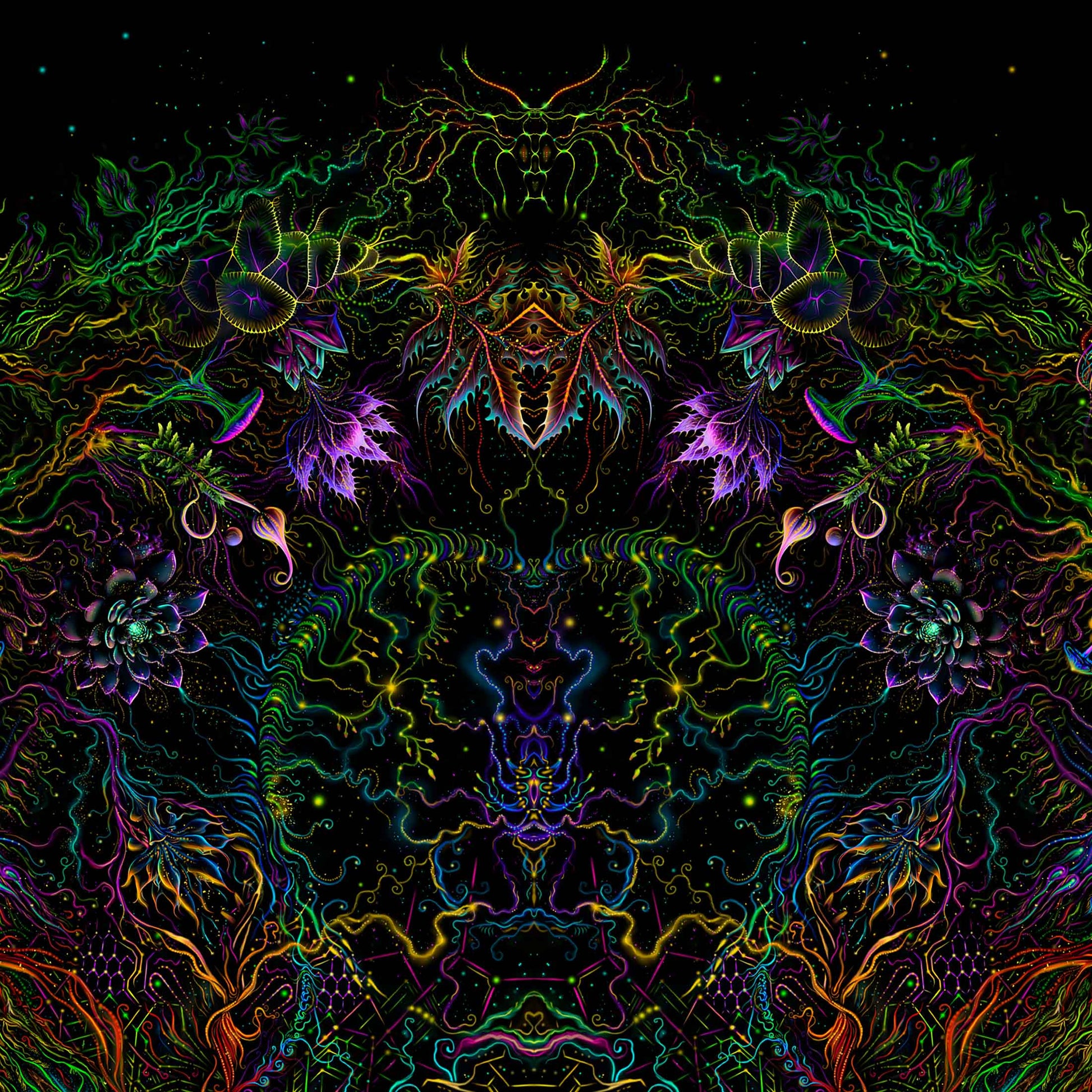 Forest Mandala Backdrop UV active Blacklight - Artrama