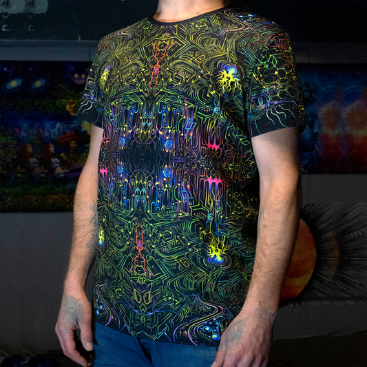 Fractal Layrinth T-shirt Blacklight UV active - Artrama