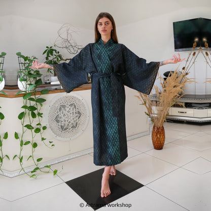 Blacklight Kimono Buddha Freedom, Rave Dress, Festival Tunic, Trippy Wear (Unisex)