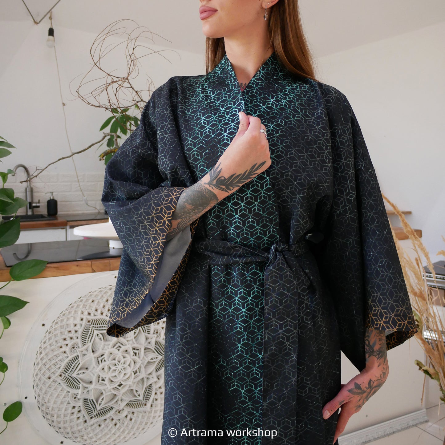 Blacklight Kimono Buddha Freedom, Rave Dress, Festival Tunic, Trippy Wear (Unisex)