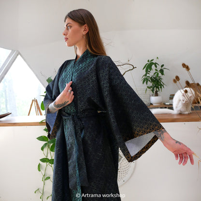 Blacklight Kimono Buddha Freedom, Rave Dress, Festival Tunic, Trippy Wear (Unisex)