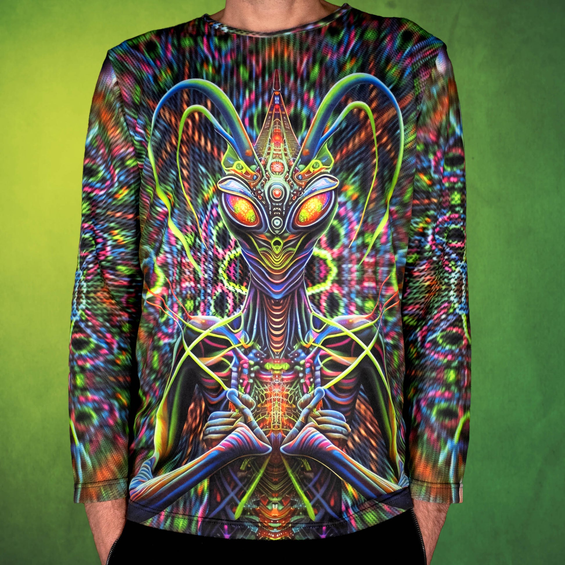 Green Monk Long sleeve UV-active Blacklight - Artrama