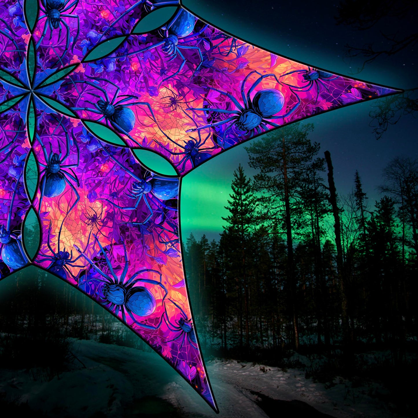 Halloween Spiders Canopy UV Active Blacklight Decor