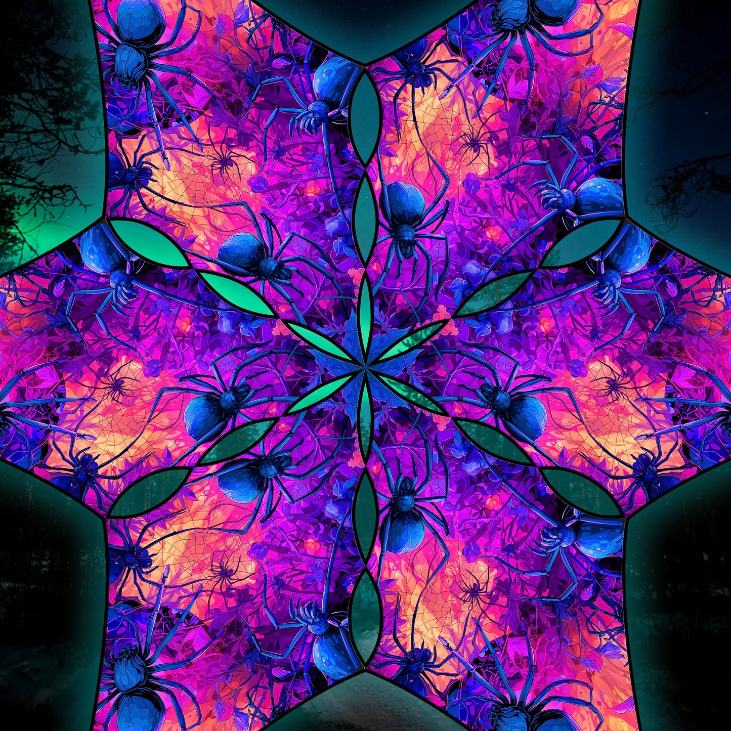 Halloween Spiders Canopy UV Active Blacklight Decor