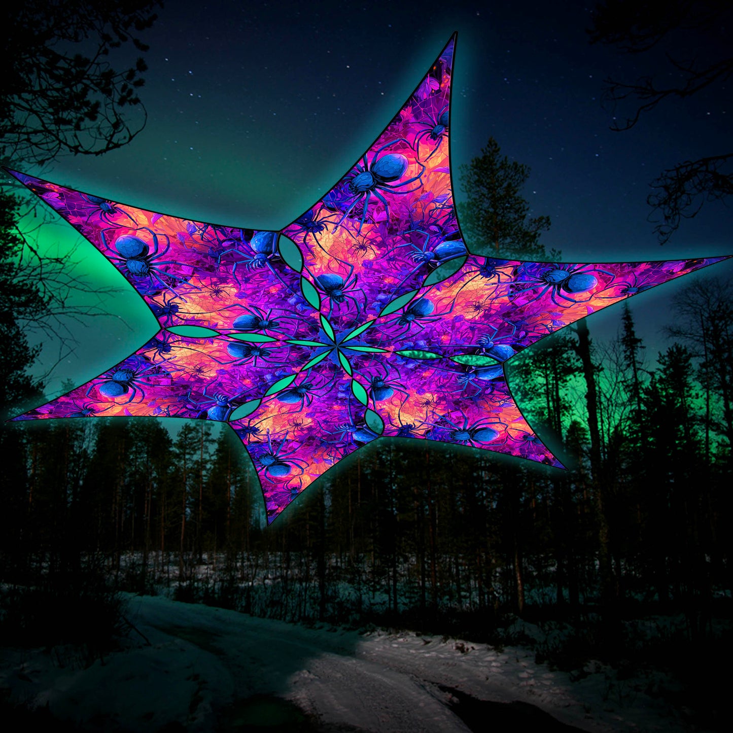 Halloween Spiders Canopy UV Active Blacklight Decor