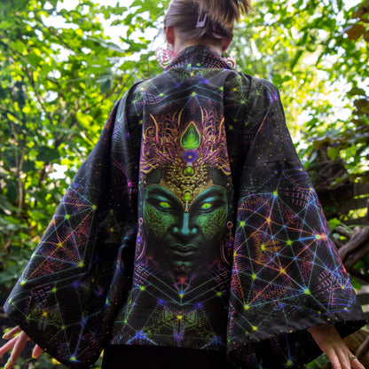 Blacklight Short Kimono ,Concentration Buddha State (Unisex)