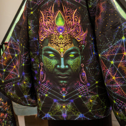 Blacklight Short Kimono ,Concentration Buddha State (Unisex)