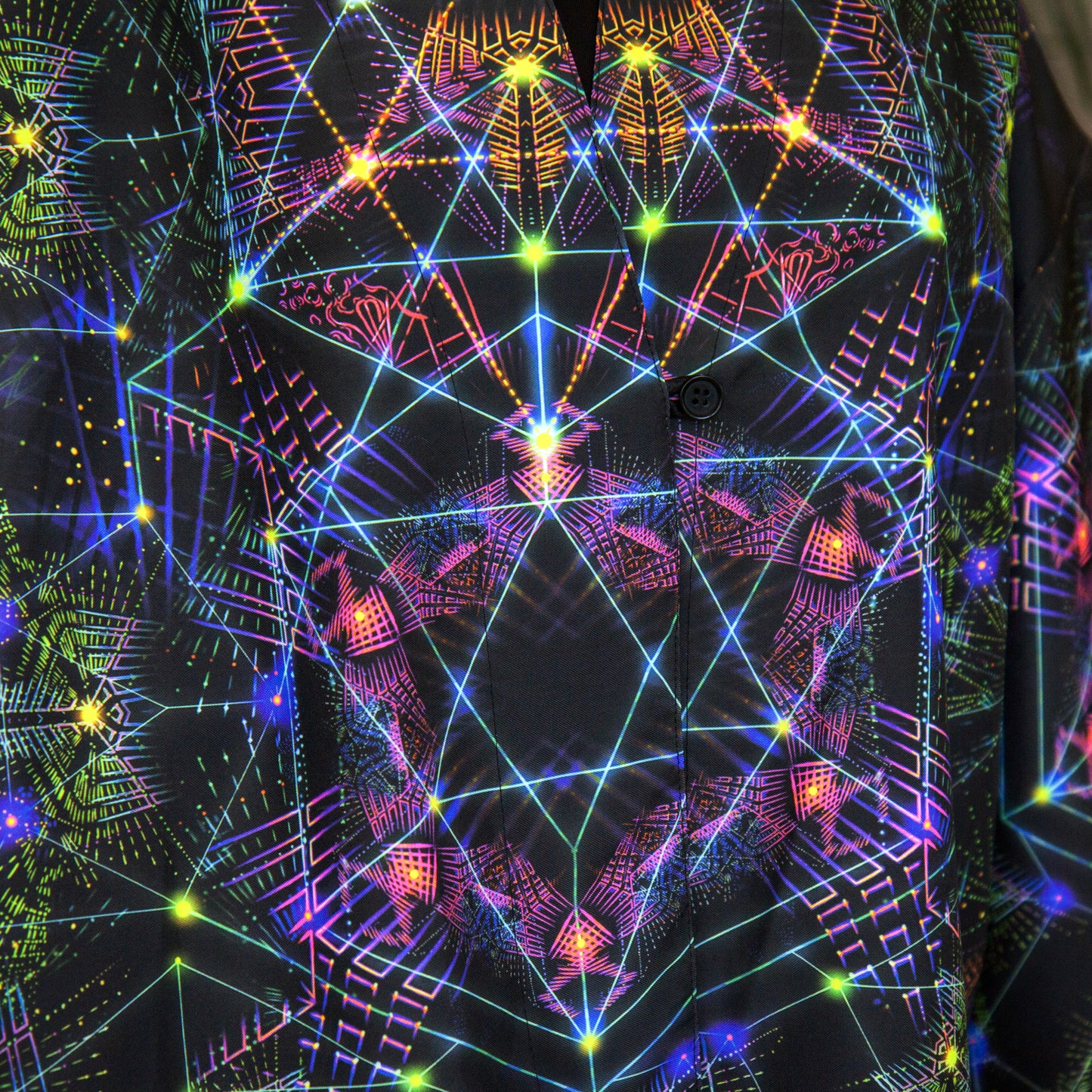 Blacklight Short Kimono ,Concentration Buddha State (Unisex)