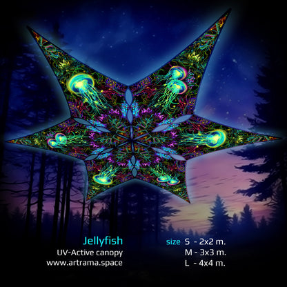 Jellyfish Canopy UV Active Blacklight Decor
