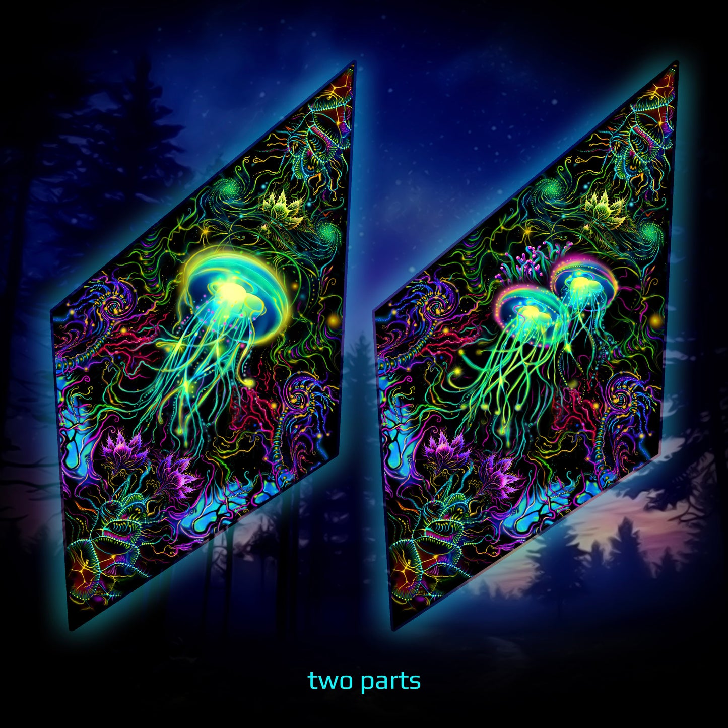 Jellyfish Canopy UV Active Blacklight Decor