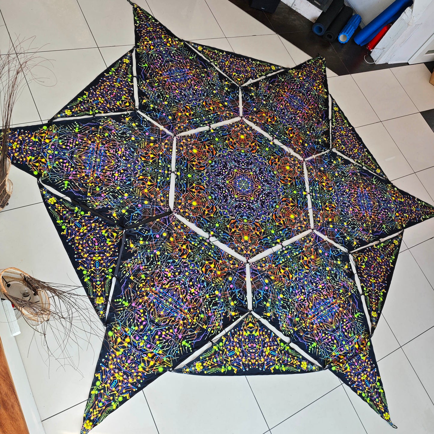 Kaleidoscope Canopy UV-Active Blacklight Decor