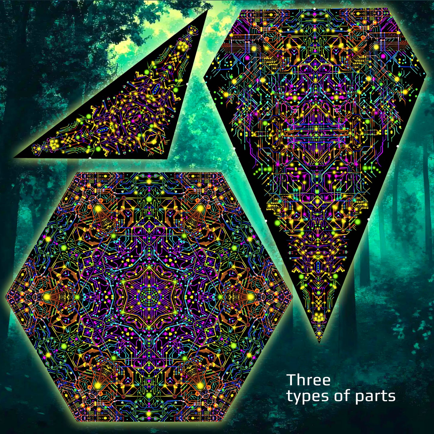 Kaleidoscope Canopy UV-Active Blacklight Decor