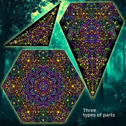 Kaleidoscope Canopy UV-Active Blacklight Decor
