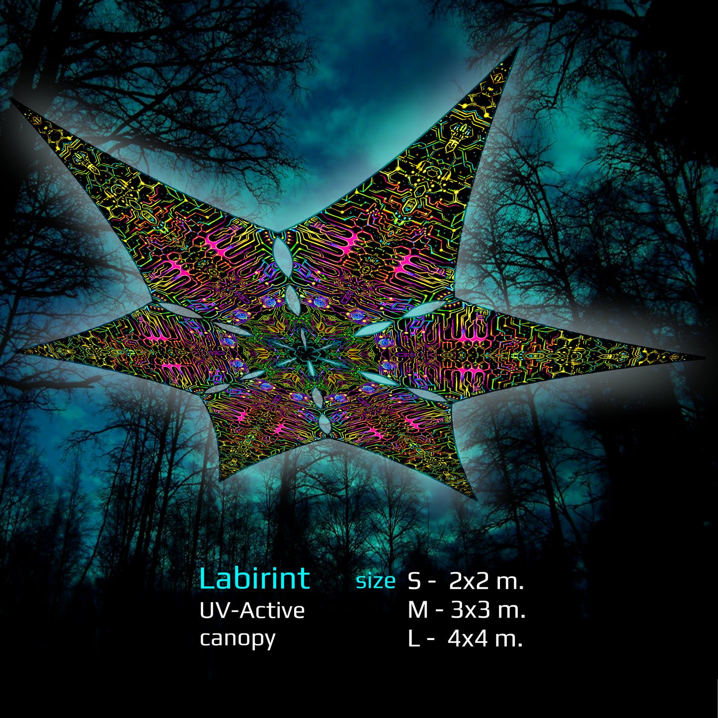 Labyrinth Canopy UV-Active Blacklight Decor