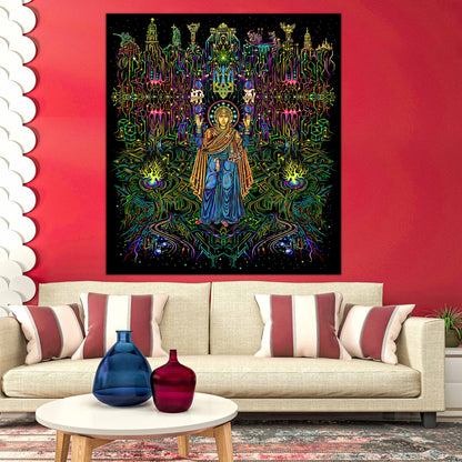 Virgin Mary Oranta UV-Active Psy Backdrop Blacklight - Artrama