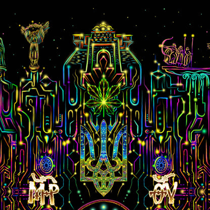 Virgin Mary Oranta UV-Active Psy Backdrop Blacklight - Artrama