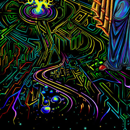 Virgin Mary Oranta UV-Active Psy Backdrop Blacklight - Artrama