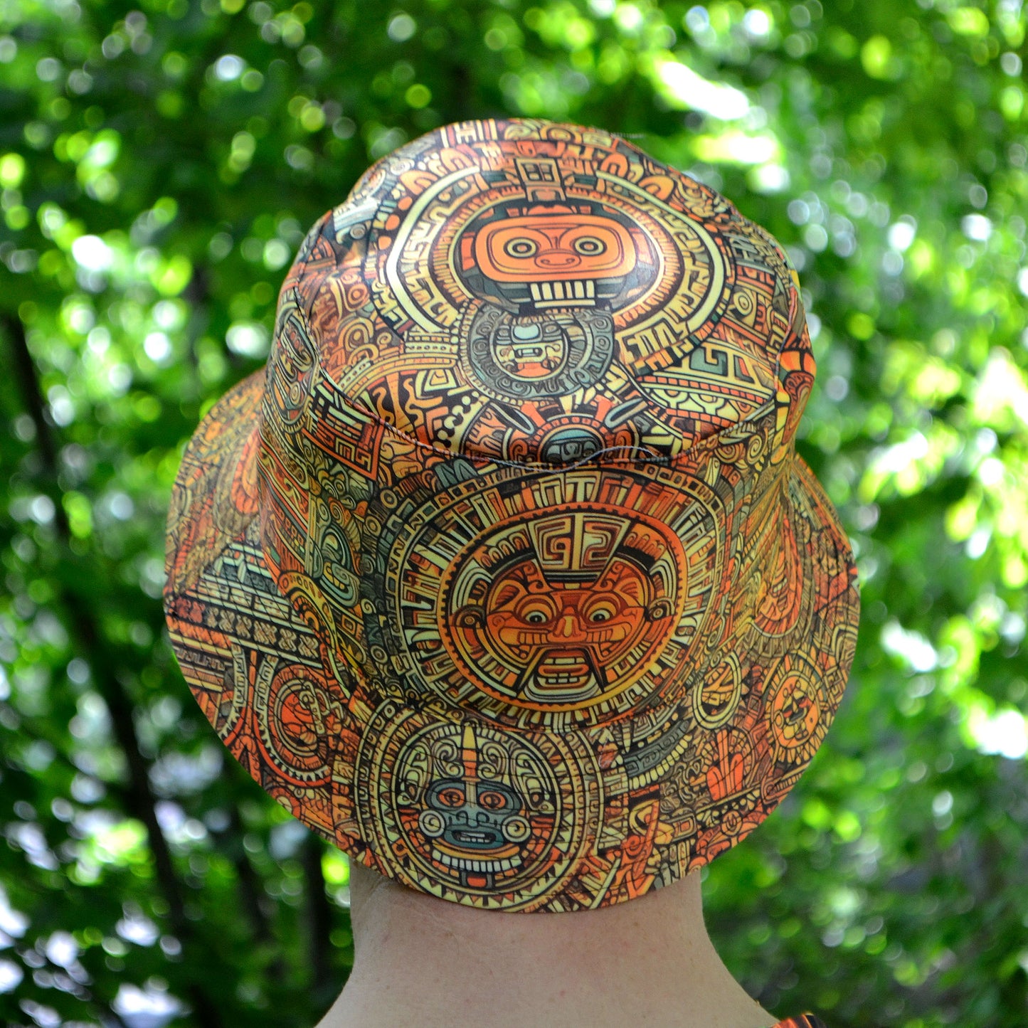 Maya pattern Panama, Blacklight UV active bucket hat