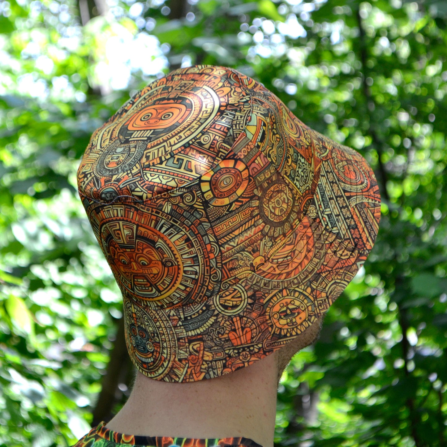 Maya pattern Panama, Blacklight UV active bucket hat